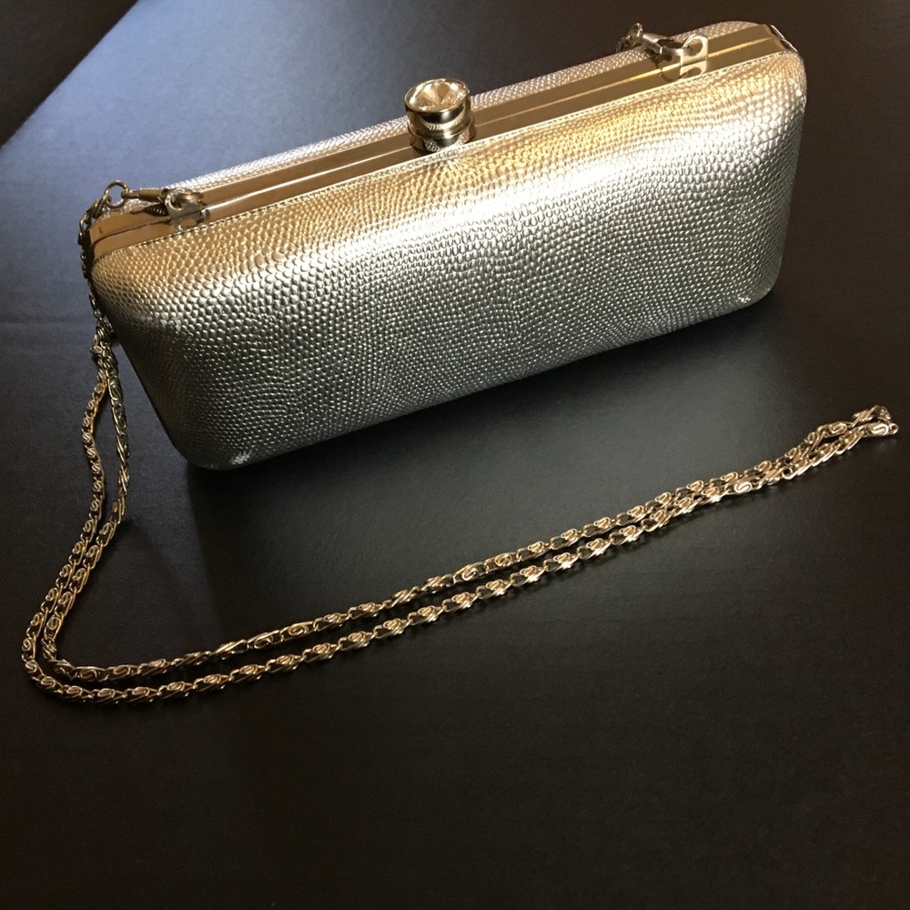 🆕 VS Clamshell Hard Clutch w/ Chain, Silver